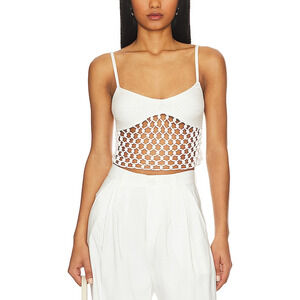 Nbd 'Nastasia' White Beaded Crochet Tank Size L